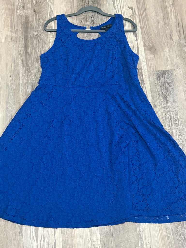 Lane Bryant Blue Lace Fit Flare Dress 16 Plus Cocktail Wedding Guest Curvy